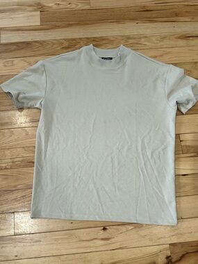 Boohooman Mens XS beige oversized tee neutral streetwear basic boxy t shirt